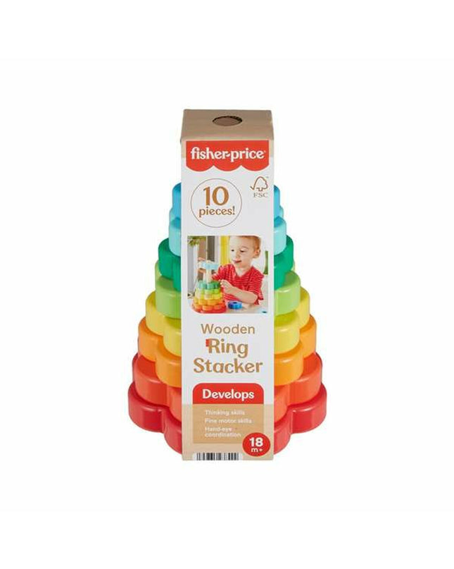 Fisher-Price baby stacking blocks toy with 10 colorful pieces for young children to build and play.