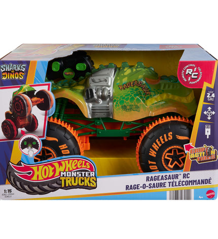 Hot Wheels Samsh O Saurus remote control police car toy, 1:15 scale, detailed monster truck design, colorful and fun for kids.
