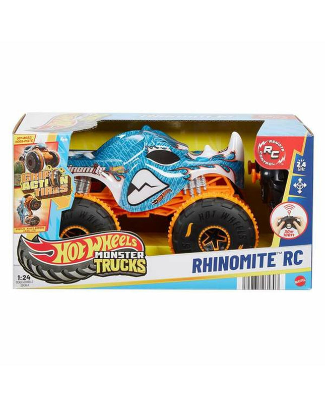 Mattel multicolour remote control police car toy, 1:24 scale, featuring vibrant colors and realistic vehicle details.
