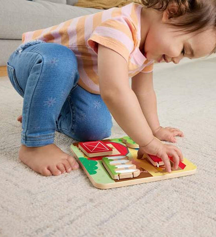 Mattel baby toy featuring animal designs, measuring 20x20x1.91 cm, made for young children’s play and development.