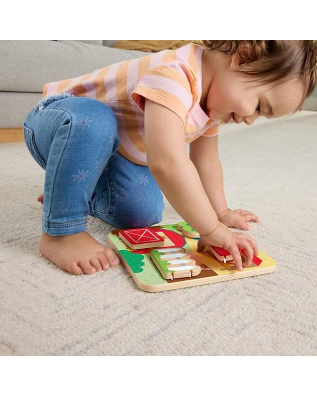 Mattel baby toy featuring animal designs, measuring 20x20x1.91 cm, made for young children’s play and development.
