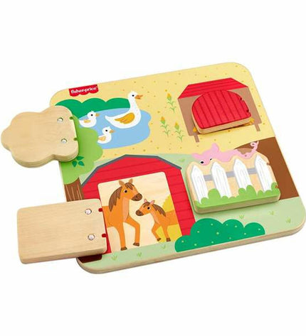 Mattel baby toy featuring animal designs, 20x20x1.91 cm, soft and colorful plaything for young children.