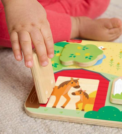 Mattel baby toy featuring colorful animal designs, measuring 20x20x1.91 cm, ideal for young children’s play and development.