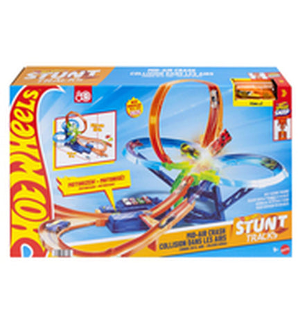 Colorful Mattel Racebaan toy race track with cars and racing elements for children, part of Mattel's vehicle toy collection.