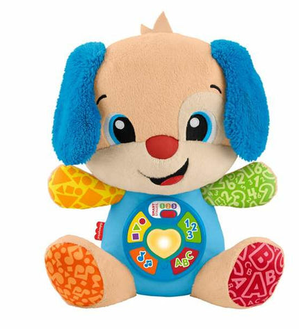 Mattel musical plush toy for babies, soft fabric with colorful design, measuring 30.48 x 25.40 x 13.34 cm, suitable for young children.