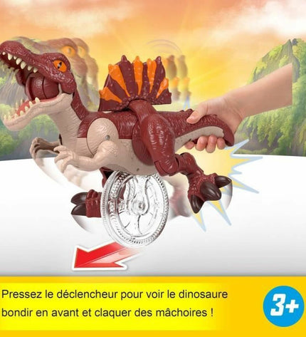 Imaginext JW4 Sprint Spino action figure from Imaginext dinosaur toy collection, detailed plastic toy with vibrant colors.