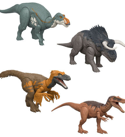 Mattel Jurassic World Wild Roar dinosaur toy, colorful action figure from the dinosaur and action figure collection.