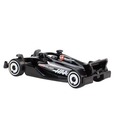 Colorful Hot Wheels F1 race car toy in 1:64 scale, featuring vibrant multicolour design and detailed vehicle features.