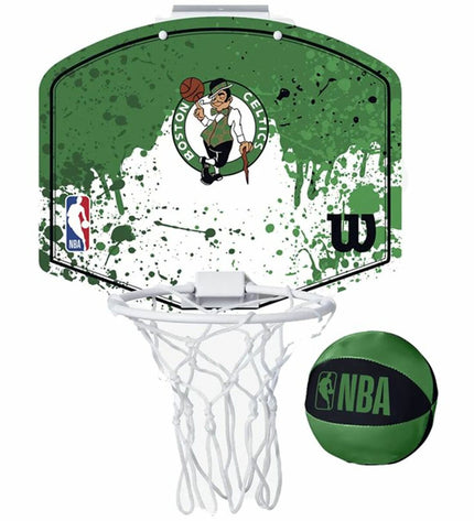 Wilson NBA Boston Celtics green basketball for outdoor sports, showing the green surface with Celtics logo and black detailing.