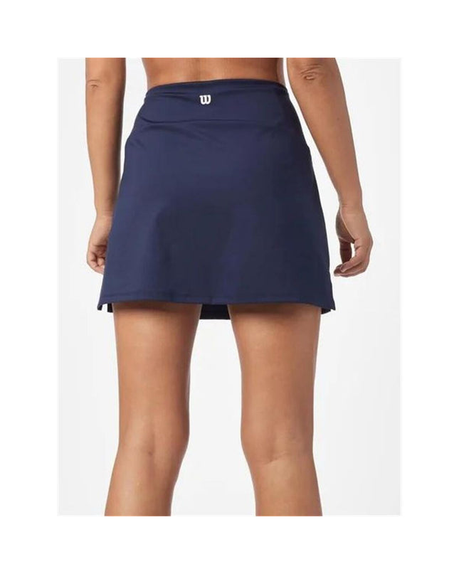 Wilson Team flat front blue tennis skirt, sport and outdoor apparel, lightweight fabric, flat waistband, suitable for tennis players.