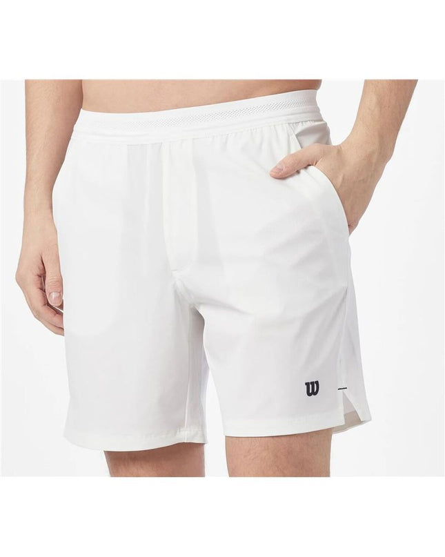 Wilson Team Short 7" men's tennis and padel sport shorts in white, lightweight athletic shorts for outdoor tennis play.