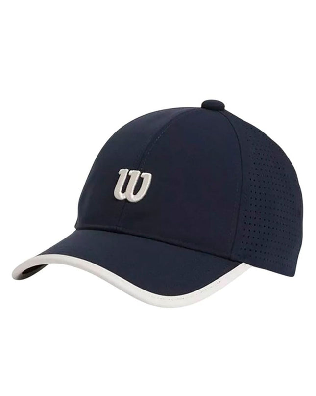 Wilson Sportcap structured classic tennis cap in black with Wilson logo, ideal for outdoor tennis activities.
