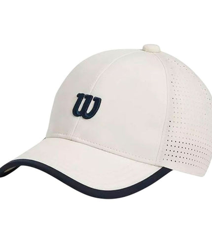 Wilson Sportcap structured classic tennis cap in white with adjustable strap and Wilson logo on the front.