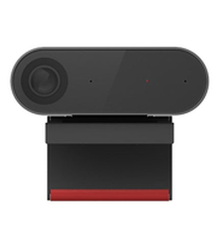 Lenovo ThinkSmart Cam videocamera with sleek black design, featuring lens and built-in microphone for professional video conferencing.