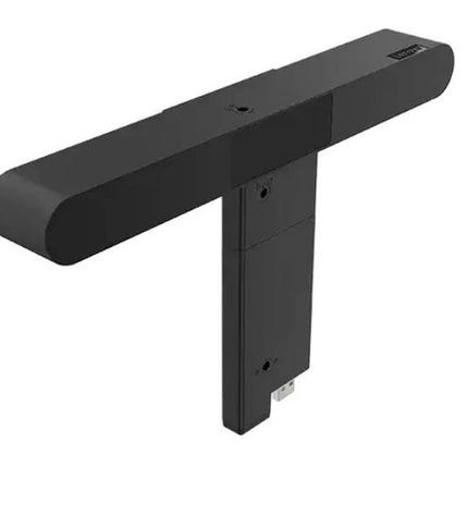 Lenovo 4XD1K97400 soundbar in black with sleek design, compact audio device for enhancing TV and home audio systems.
