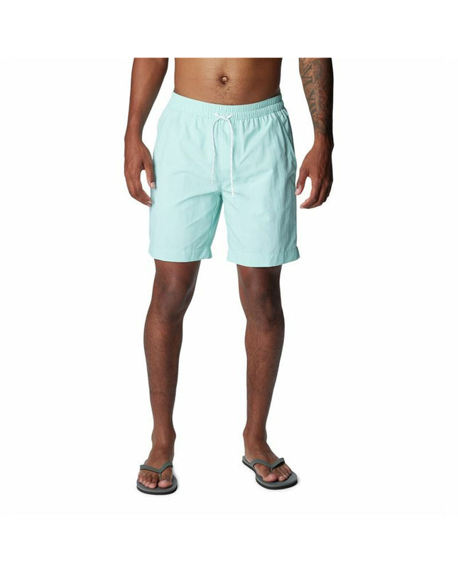 Columbia Summerdry men's swim shorts for watersports, lightweight breathable fabric, navy blue with Columbia logo.