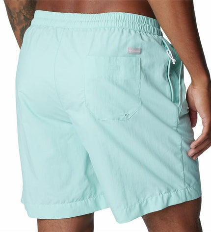 Columbia Summerdry men's swim trunks for watersports, quick-drying sport and outdoor swimwear, navy blue with Columbia logo.