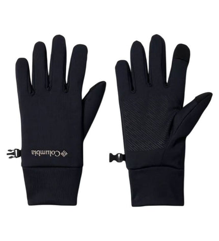 Black Columbia Point Park™ fleece gloves for outdoor activities and camping, featuring warm, soft fleece material.