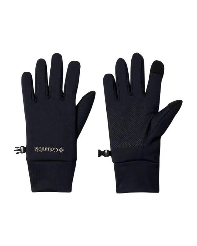 Black Columbia Point Park™ fleece gloves for outdoor activities and camping, featuring warm, soft fleece material.