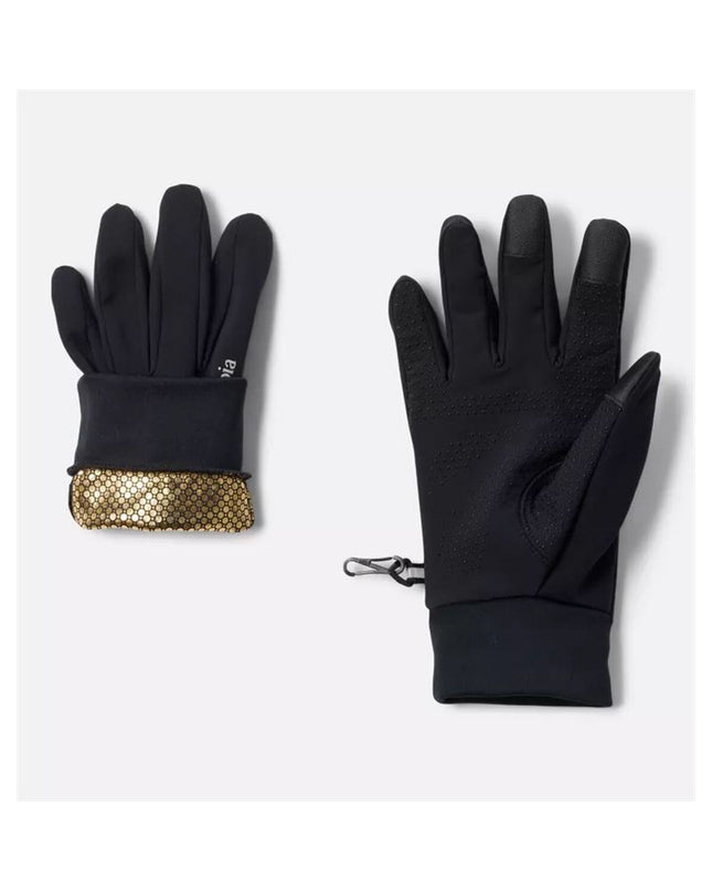 Black Columbia Trail Commute™ II gloves for outdoor activities, designed for hiking and camping, with a focus on durability and comfort.