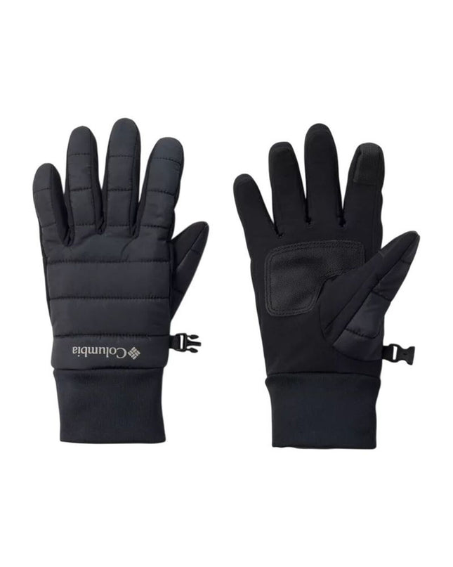 Columbia Powder Lite™ II black outdoor gloves, suitable for hiking and camping, showing close-up of black insulated gloves.