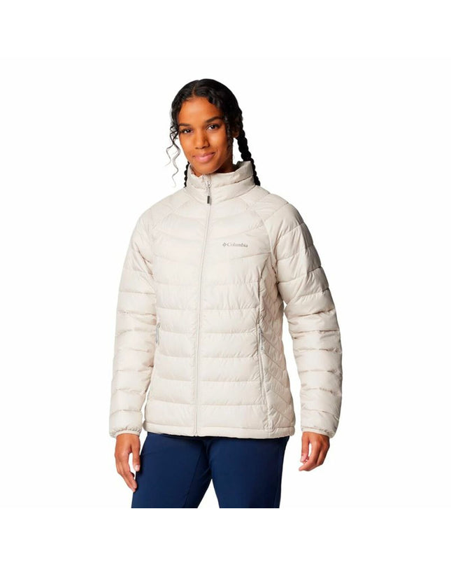 Columbia Powder Lite™ II full-zip women's sport jacket in white, lightweight outdoor sportswear with a full front zipper.