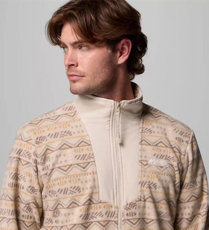 Columbia Sequoia Grove beige men's fleece lining for outdoor camping and hiking, warm and comfortable for outdoor activities.