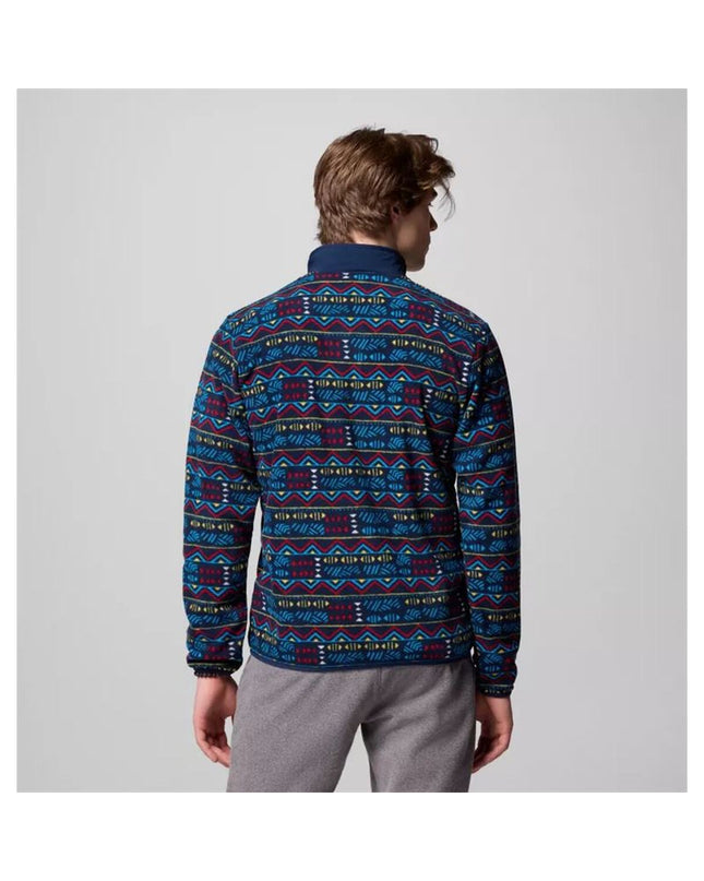 Columbia Sequoia Grove fleece lining for men's outdoor jacket, shown in blue, ideal for camping and hiking activities.