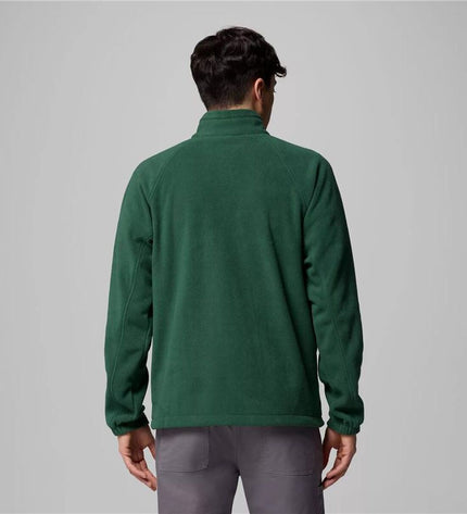Columbia Fast Trek™ II fleece lining for men's outdoor jacket, green fleece material with outdoor and camping style.
