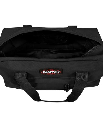 Black Eastpak Compact Sporttas for outdoor and sports activities, featuring a sleek, durable design with multiple compartments.