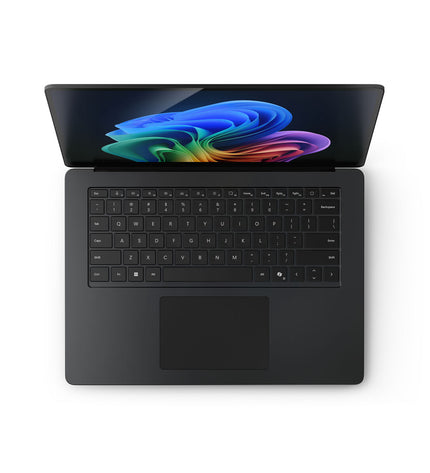 Microsoft EP2-22813 15-inch laptop with Intel Core Ultra 7, 16GB RAM, and 512GB SSD, shown from front angle.