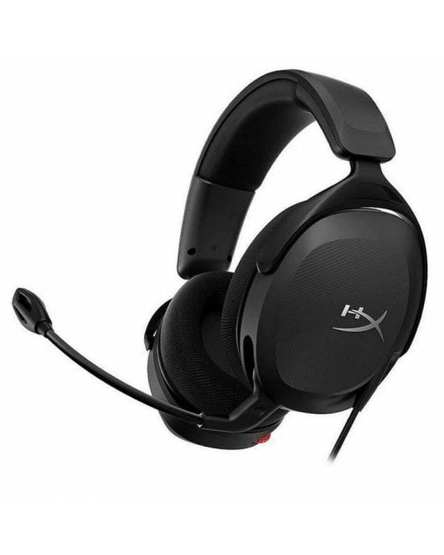 HyperX Cloud Stinger 2 Core gaming headset with microphone, black design, connected to a gaming console.