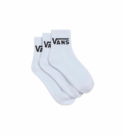Vans Classic Half Wit sports socks, white with black Vans logo, designed for outdoor activities, casual sports, and hiking.