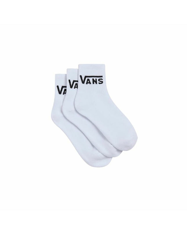 Vans Classic Half Wit sports socks, white with black Vans logo, designed for outdoor activities, casual sports, and hiking.