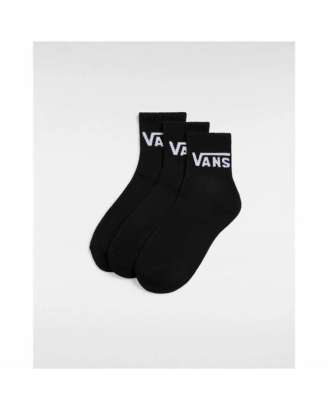 Vans Classic Half sports socks in black and white, suitable for outdoor activities and hiking, with the Vans logo visible.
