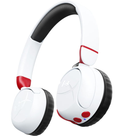 HyperX Cloud Mini gaming headset with microphone, black and red design, compatible with plug and play consoles.