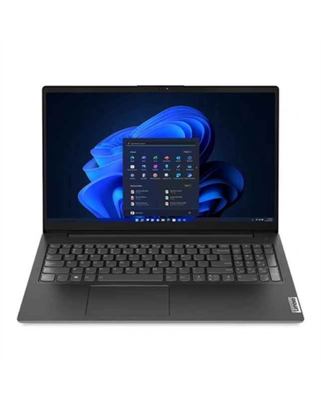 Lenovo V15 laptop with 15.6-inch display, 8GB RAM, 256GB SSD, Intel Core i3, Qwerty Spanish keyboard, modern design.