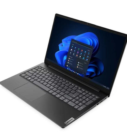 Lenovo V15 laptop with 15.6-inch display, 8GB RAM, 256GB SSD, Intel Core i3-1215U, QWERTY keyboard, Spanish layout.