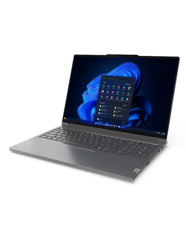 Lenovo 21N50016SP 16-inch laptop with 16 GB RAM and 512 GB SSD, open keyboard and screen display visible.