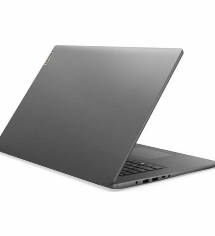 Lenovo Ideapad 3 17IAU7 laptop with 17.3-inch display, 12GB RAM, and 512GB SSD seen from front angle.