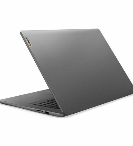 Lenovo Ideapad 3 17IAU7 laptop with 12GB RAM, 17.3-inch display, and 512GB SSD, shown from a side angle.