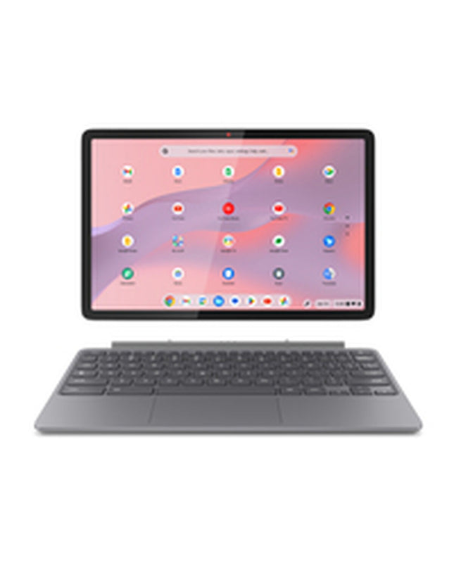 Lenovo Chromebook Duet 10.95-inch laptop with keyboard, 8GB RAM, 128GB SSD, displaying a Qwerty Spanish keyboard layout.