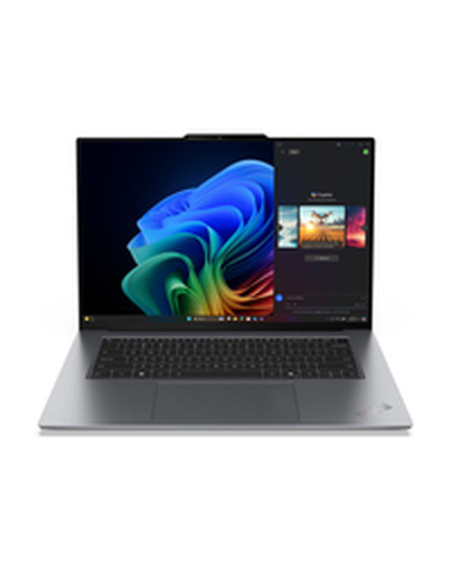 Lenovo 15.3-inch laptop with Intel Core Ultra 7 258V, 1TB SSD, QWERTY Spanish keyboard, open view showing screen and keyboard.