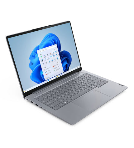 Lenovo 14-inch laptop with Intel Core Ultra 5, 16GB RAM, 512GB SSD, QWERTY Spanish keyboard, modern design.