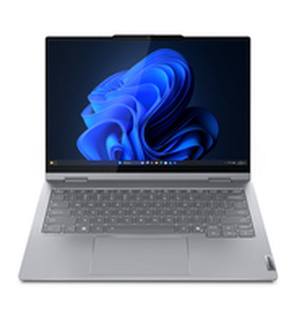 Lenovo ThinkBook 14 2-in-1 G5 IAU laptop showing a convertible design with a 14-inch screen and QWERTY keyboard.