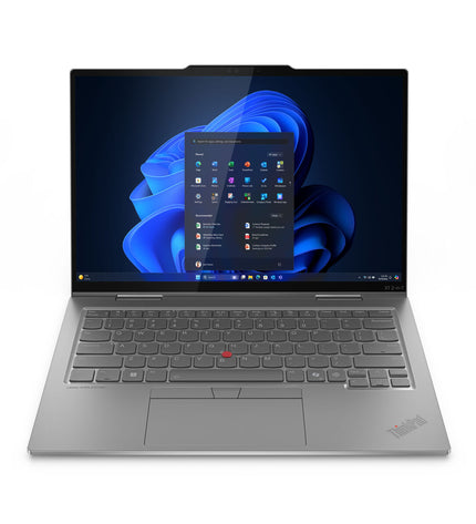Lenovo 14-inch laptop with Intel Core Ultra 7, 32GB RAM, 1TB SSD, QWERTY Spanish keyboard, shown with screen and keyboard.
