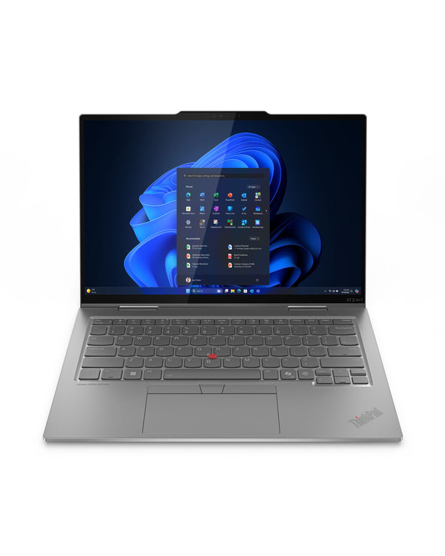 Lenovo 14-inch laptop with Intel Core Ultra 7, 32GB RAM, 1TB SSD, QWERTY Spanish keyboard, shown with screen and keyboard.