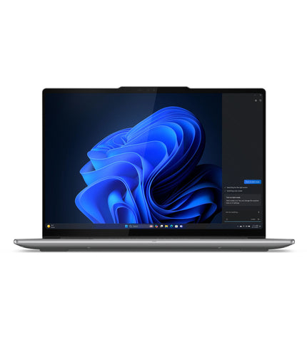 Lenovo 14.5-inch laptop with Qwerty Spanish keyboard, 1TB SSD storage, sleek design, and calculator software on screen.
