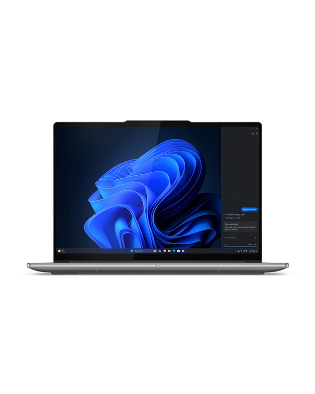Lenovo 14.5-inch laptop with Qwerty Spanish keyboard, 1TB SSD storage, sleek design, and calculator software on screen.