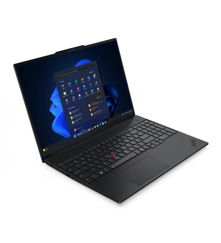 Lenovo 16-inch laptop with Intel Core Ultra 7, 16GB RAM, 512GB SSD, QWERTY Spanish keyboard, sleek design.